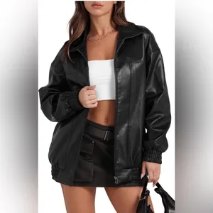 Sampeel Faux Leather Women’s Jacket‎ Medium Motorcycle Jacket Bomber Coat Winter thumbnail 2