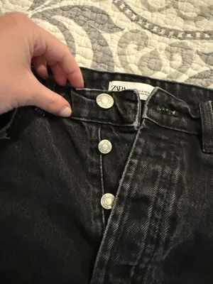 ZARA Black Jean Shorts Distressed Button Fly  thumbnail 3