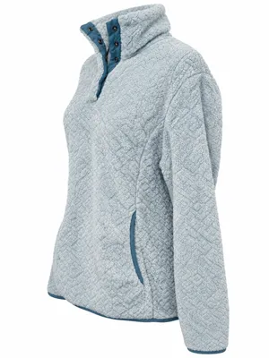 Eddie Bauer Light Blue Sherpa Fleece Snap Neck Pullover Small thumbnail 2