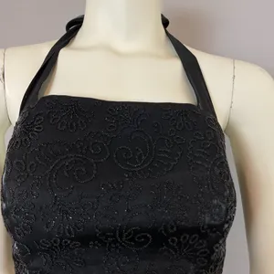 Vintage 90s Prom Halter Top Beads Tie Black Zip-Up‎ Flaws Princess Sleeveless thumbnail 4