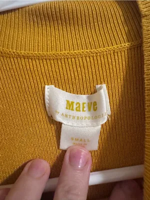 Maeve Mustard Knit Top with White Trim thumbnail 2
