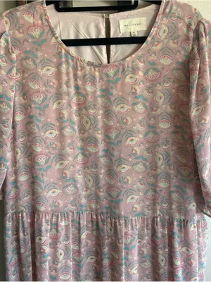 Melloday Woman’s Soft pink floral paisley tiered maxi dress Sz XL thumbnail 2
