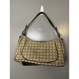 Nine West Shoulder Bag Womens Small Brown Geometric Faux Leather Purse Buckle thumbnail 5