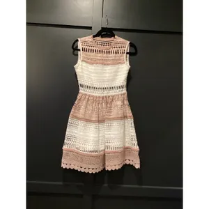 Alexis Embroidered Lace Melania sleeveless fit flare mini Dress White & Beige S thumbnail 2