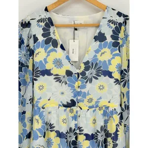 Sugar+Lips Seas The Moment Floral Maxi Dress Small Sky Blue Tiered Boho NWT‎ thumbnail 4