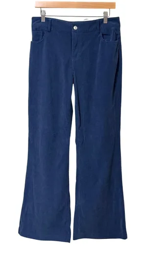 Edikted Blue Corduroy Wide Leg Flare Pants Womens Size Medium Mid Rise Retro Y2K thumbnail 1