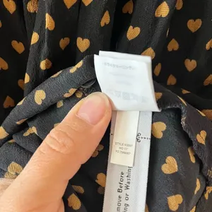 MADEWELL Silk Tiered Button-Back Top Heart Flip Black Gold 3/4 Sleeve Blouse siz thumbnail 8