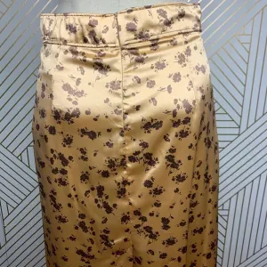 Zara Floral Print Slip Midi Skirt In Tan Gold Brown Satin Size‎ US Medium thumbnail 9