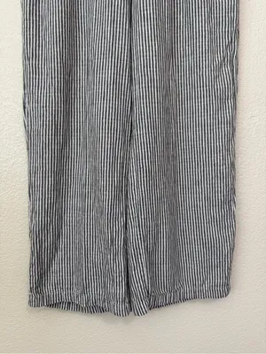Old Navy Linen Cotton Blend High-Waisted Striped Wide-Leg Pants, Sz Large thumbnail 4