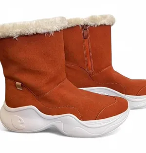 UIN Women's Orange Suede Faux-Fur Winter Zip Boots size 7.5 thumbnail 1