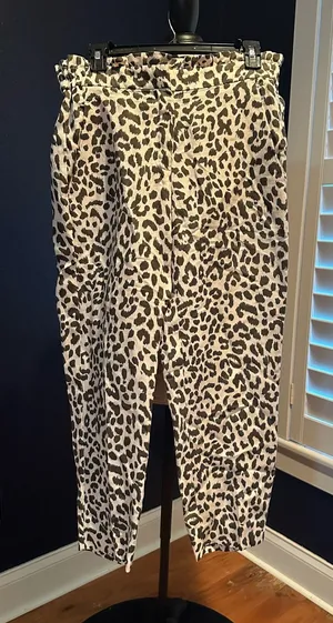 J. Crew Beige and Black Leopard Print Cropped Pants thumbnail 1