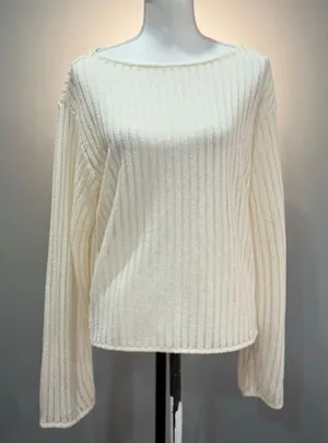 Cream H&M Ribbed Knit Sweater Size M EUC thumbnail 1