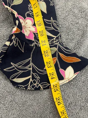 Blu Pepper Navy Floral Ruffle Wrap Peplum Blouse Bell Sleeve Large L thumbnail 12