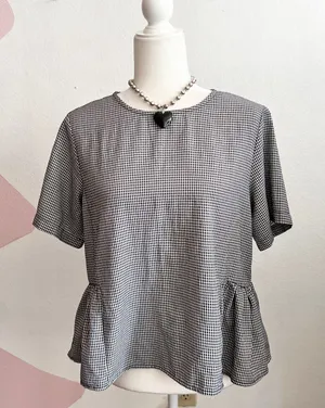 Episode Gingham Peplum Top Cottagecore Academia Vintage Inspired‎ Medium thumbnail 1