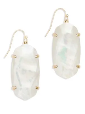 Kendra Scott Esme Ivory Mother of Pearl Dangly Earrings Silver Frame NEW thumbnail 1