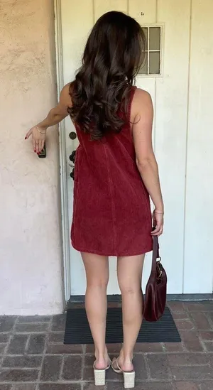 Cotton On Burgundy corduroy mini dress sz small thumbnail 4