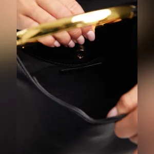 ASOS- “glamorous” gold top handle bag faux leather black bag thumbnail 2