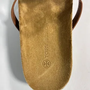 Tory Burch Miller Cloud Women 9.5 Bourbon Miele Leather Double T Logo Sandal thumbnail 8