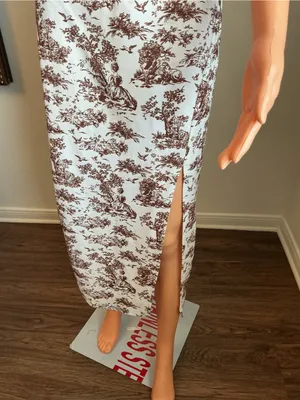 SHEIN Toile Corset Top & Maxi Skirt Set Brown Cream M thumbnail 5