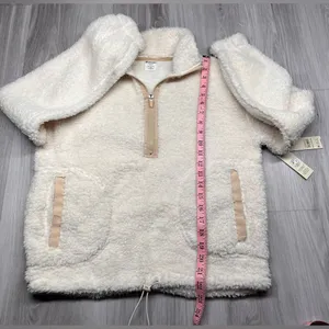 No Boundaries Cream Sherpa Half-Zip sweater thumbnail 4