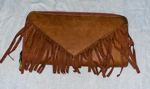 Brown Boho Fringe Wallet - Western Style Clutch Style thumbnail 1