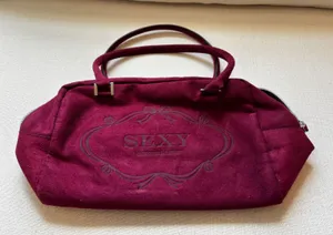 Victoria's Secret SEXY Logo Bag Burgundy Faux‎ Suede Y2K Satchel Retro Coquette thumbnail 1