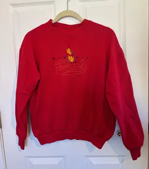 Disney VINTAGE | Winnie the Pooh Embroidered Vintage 90s Red Sweatshirt Medium thumbnail 1