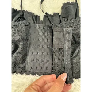 Aerie Black Lace Balconette Bra 34C Underwire Floral Scalloped Trim thumbnail 4