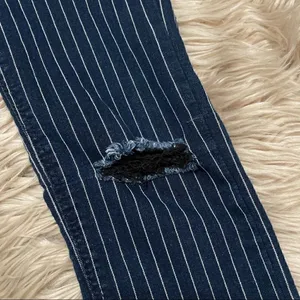 Zara pinstriped torn knee jeans size 4 thumbnail 4