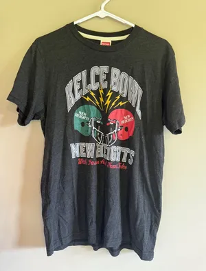 Homage Kelce Bowl New Heights Graphic T-Shirt Charcoal Gray Medium Jason‎ Travis thumbnail 1