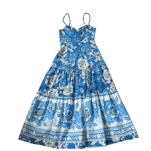Farm Rio Full of Flowers Midi Dress Blue thumbnail 5