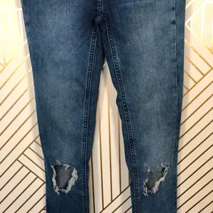 Free‎ People Busted Knee Skinny Jeans in Turquoise thumbnail 5