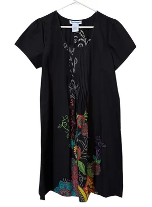 The Paragon Women Size Small Floral Dress Cotton Summer‎ Pleated Short Sleeve thumbnail 1