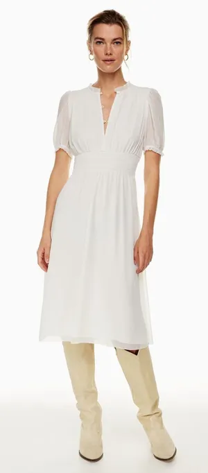 Aritzia Wilfred Daughter Dress Button-Up Puff-Sleeve Midi Dress Size XS thumbnail 1