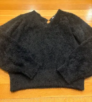 No Boundaries Black Fuzzy Crewneck Sweater thumbnail 1