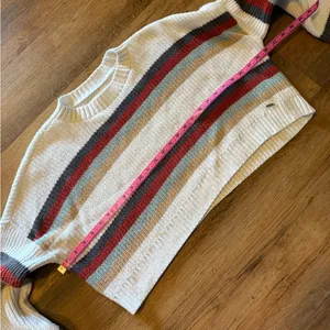 Hollister Striped Cropped Sweater - White, Red, Brown, Tan Size XS Cozy, Y2K thumbnail 6