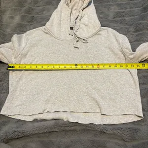 Brandy Melville Gray Cropped Hoodie Raw Hem Oversized thumbnail 7