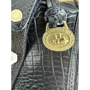 Brahmin black Anytime‎ Mini Melborn Croc Leather Shoulder Bag Hobo Luxury thumbnail 10