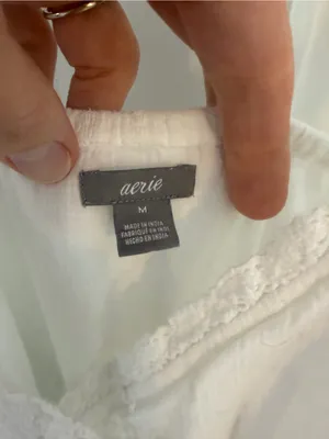 Aerie White Cotton Gauze Wrap Romper Lace Trim Boho Size Medium thumbnail 2