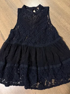 Free People Black Lace Sheer Layering Top Size Small thumbnail 1