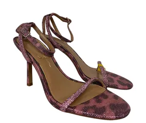 Jessica Simpson sz9 pink jewel rhinestone animal print cheetah heels open toe thumbnail 1
