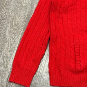 Ralph Lauren L-RL Red Cashmere Cable Knit Full Zip Cardigan Sweater 1X Preppy thumbnail 7