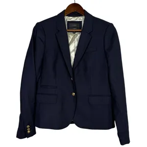 J. Crew Schoolboy Long Sleeve Wool Blend Lined Gold Buttons Blazer 4 Navy Blue thumbnail 15