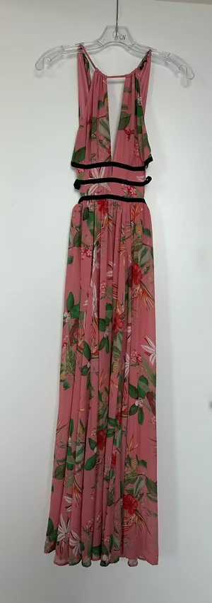 Express Coral Floral Cutout Maxi Dress thumbnail 1