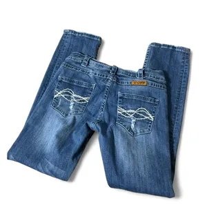 TuffRider Y2K Cowgirl Tuff Co Fearless Distressed Barbed Wire Jeans Medium Wash JSFRLS W27 thumbnail 4
