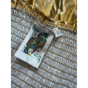 Queen‎ of Sparkles Gold Metallic Smocked High Waist Flared Shorts Womens XS thumbnail 9