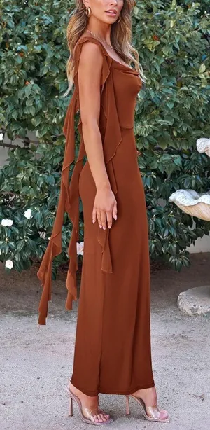 Pretty Garden Elegant Rust Evening Gown thumbnail 4