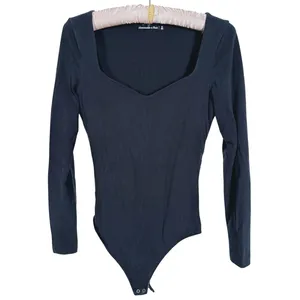 Abercrombie & Fitch Sweetheart Long Sleeve Bodysuit Medium Black Layer Minimal thumbnail 2