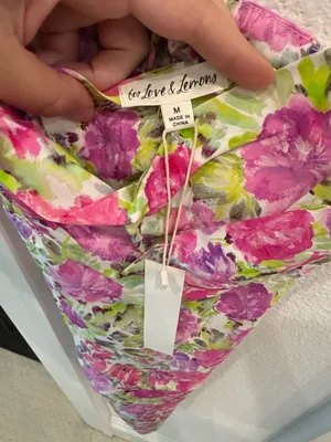 For Love & Lemons NWT Pink Floral Lace-Up Mini Dress Medium thumbnail 5