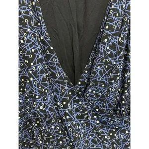 Charter Club Woman Deep V-Neck Blue and Black Pattern Blouse Plus Size 1X thumbnail 3